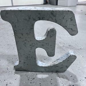 At Home 12" x12" Industrial Gray Metal Letter E Sculpture GUC ❤️